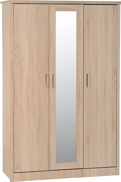 Lisbon 3 Door Wardrobe in Light Oak Effect Veneer
